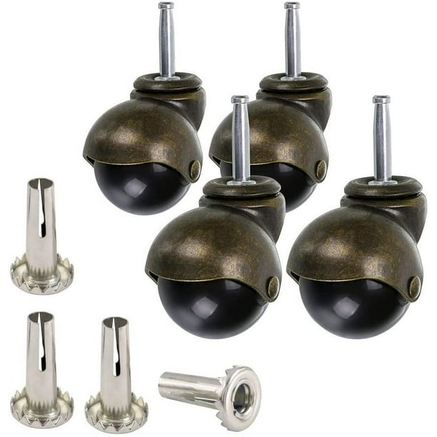 Rueda de bolas de bronce de 50 mm, ruedas para muebles con casquillos, ruedas de bolas redondeadas con freno, repuesto para muebles, sofás, sillas,