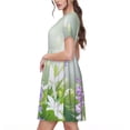 thumbnail image 2 of Fotbe Purple Butterfly On Wild Vestido Largo de Moda para Mujer, Vestido Tipo Camiseta con Manga Corta y Estilo Casual a Rayas y Bloques de Color, 2 of 6