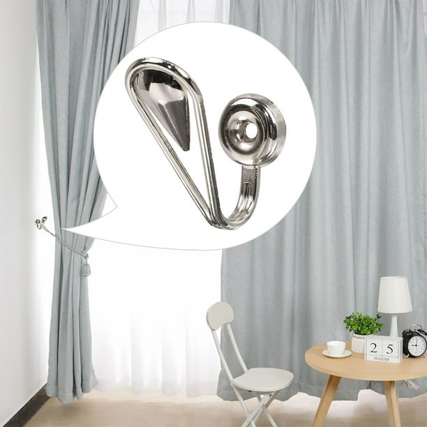silver curtain hooks for tie backs