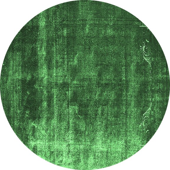 Ahgly Company Indoor Round Oriental Emerald Green Industrial Area Rugs, 3' Round