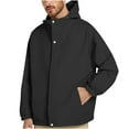 thumbnail image 3 of Sentmoon Winter Coat for Men Solid Color Long Sleeve Hooded Neck Wind Breaker Jackets Mens Oversized Zipper Waterproof Men's Clothes with Pockets Fall Delightful for Commuting and Bike Riding, 3 of 7