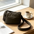 thumbnail image 5 of Bolso bandolera acolchado de nailon para mujer – Bolso cruzado de color liso para ir al trabajo, bolso pequeño de gran capacidad para guardar artículos esenciales diarios., 5 of 5