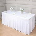 thumbnail image 6 of BalsaCircle 6 ft Fitted White Premium Spandex Rectangle Tablecloth Wavy Table Cover Party Events Decorations, 6 of 8