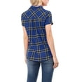 thumbnail image 3 of Camisas de cuadros para mujer INSPIRE CHIC con cuello de punta y botones, 2XL, azul, 3 of 7