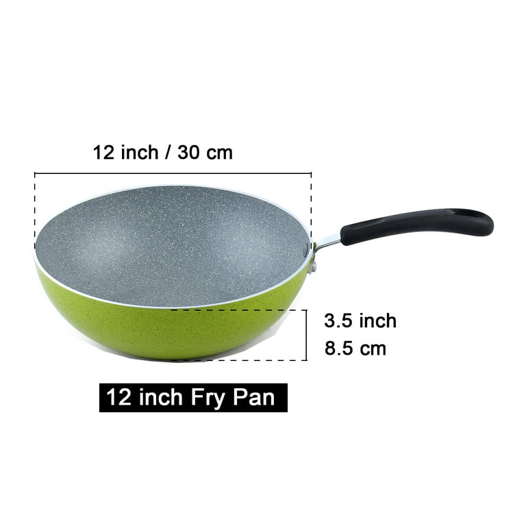Cook N Home 02596 Nonstick Stir Fry Wok Pan 30cm 12inch Green Marble Pattern