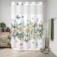 thumbnail image 6 of No Hook Shower Curtain, Spring Daisy Leaves Shower Curtains for Bathroom with See Through Top Window, Farmhouse Watercolor Flowers Butterfly Waterproof & Washable Bath Curtain 60"x72", 6 of 9