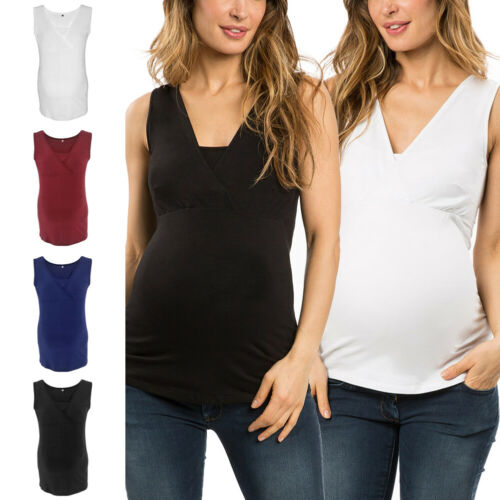 GOODTRADE8 Pregnant Women Maternity Clothes for Breastfeeding Sleeveless Vest Tops T-Shirt