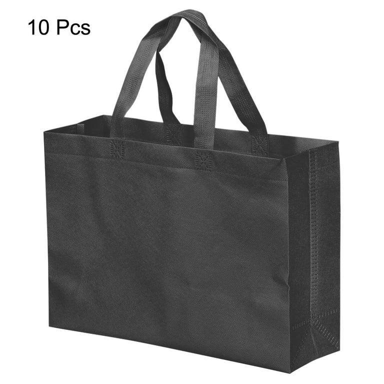 Unique Bargains Reusable Gift Bags Horizontal Style Non Woven Grocery Storage Tote Bag Black Adult Unisex Size One Size