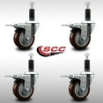 thumbnail image 2 of 3.5 Inch SS Maroon Poly Swivel 1-1/8 Inch Expanding Stem Caster Set Brake, 2 of 2