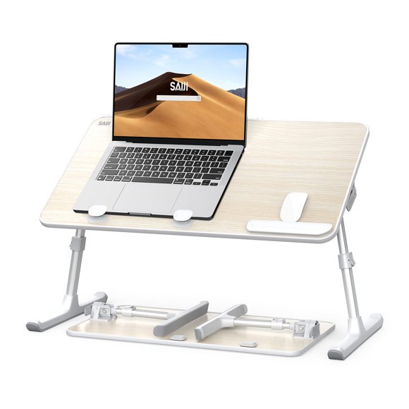 Laptop Desk for Bed, SAIJI Lap Desks Bed Trays for Eating Writing, Adjustable computer Laptop Stand, Foldable Lap Table in Sofa and couch(236 x 13Teak