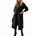 thumbnail image 5 of Autumn Winter Womens Classic Coat Lapel Collar Open Front Belted Long Jacket, 5 of 5