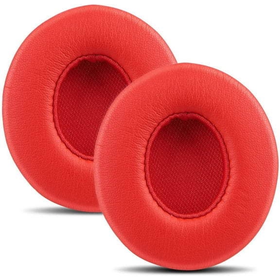 Professional Ear Pads Cushions Replacement, Earpads Compatible with Beats Solo 2 & Solo 3 Wireless On-Ear Headphones with Soft Protein Leather/Strong Adhesive Tape - Red