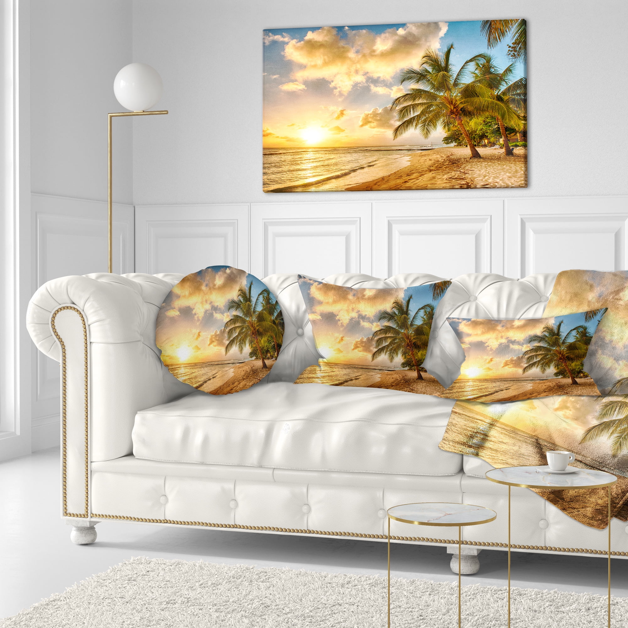 Designart 'Gorgeous Beach of Island Barbados ' Modern Seascape Canvas Artwork