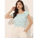 thumbnail image 2 of Top de manga corta con estampado floral de verano para mujer Azul M, 2 of 5