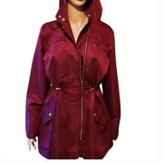 Bella Donna Moda Italiana Hooded Burgundy Jacket Size Large