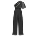 thumbnail image 3 of Sywiyi Girls Jumpsuit Summer Sequins One Shoulder Beaded Wide Leg Rompers One Piece Outfits with Pockets Black 14, 3 of 5