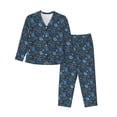 thumbnail image 1 of Balery Winter Blue Forest Deer Conjunto de Pijama con Estampado para Mujer, Conjunto de Dos Piezas con Manga Larga, Ropa de Dormir Suave con Bolsillos, Pijamas Cómodos-Medium, 1 of 7