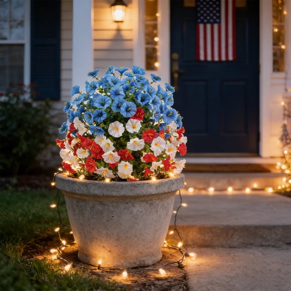 ddioayh Artificial Flowers Lifelike Patriotic Ground Stakes Outdoor Decor for Garden Yard Pathways Camping and Independence Day Celebrations