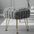 thumbnail image 5 of Home Soft Things Fox Faux Fur Pouf Stool Ottoman - Cloudburst - 17x17x17", 5 of 11