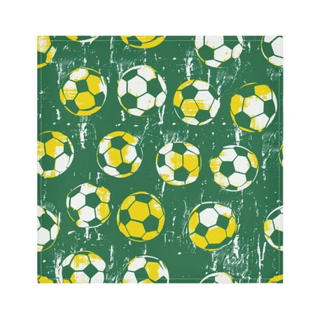 

JSTEL Soccer Football Green Cloth Napkins Set of 6 20x20 Inch Washable and Reusable Napkin for Decoupage Dinner Party Everyday Use