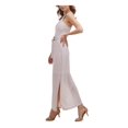 thumbnail image 1 of GUESS Womens Pink Textured Zippered Belted Side Slit Sleeveless V Neck Maxi Formal Sheath Dress 4, 1 of 2