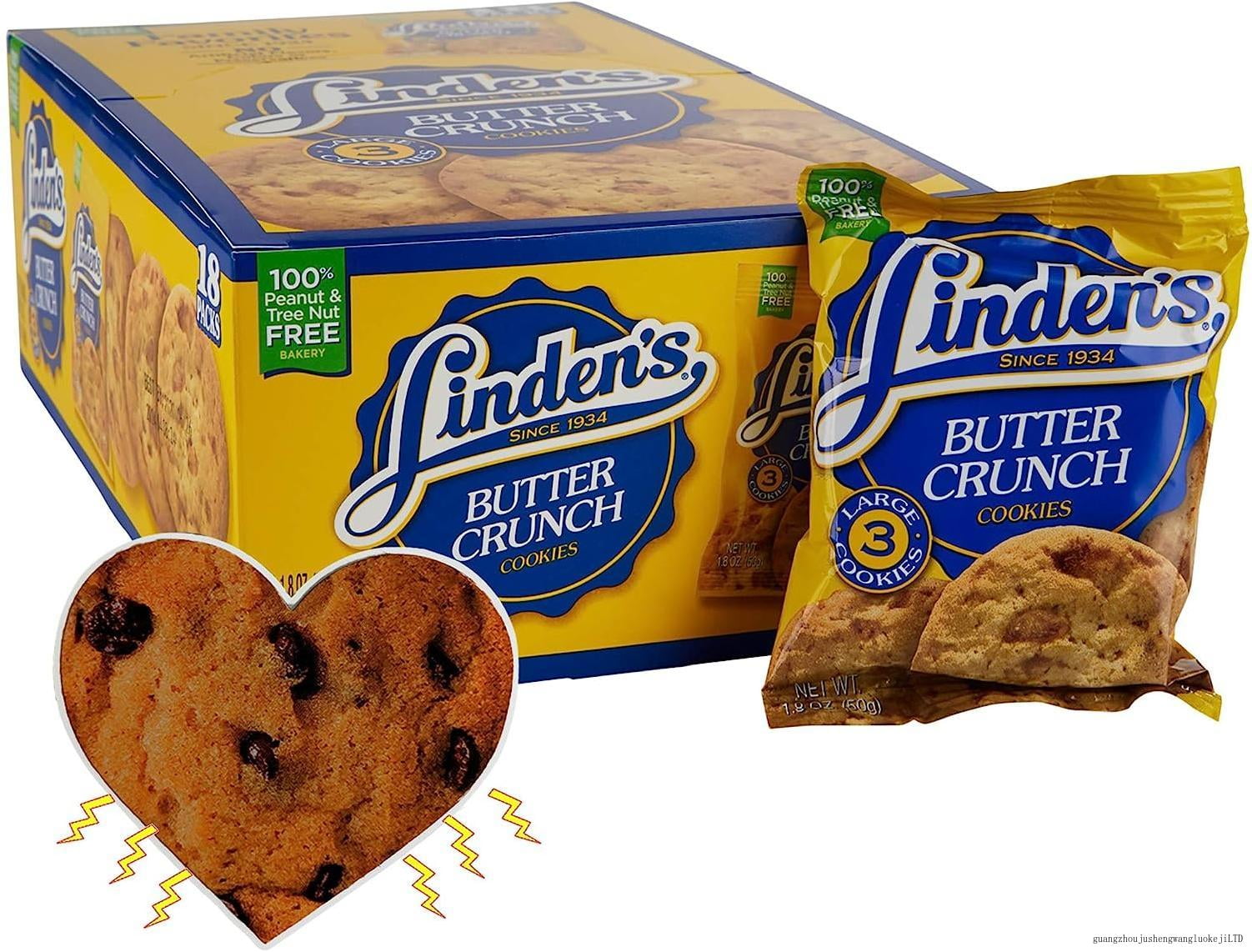 linden's butter crunch cookies 3 cookies per pack 18 packs with