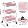 thumbnail image 4 of Carrito de Almacenamiento de Metal, Carrito de 3 Niveles con Ruedas,Estantes Almacenamiento,Organizador de Utilidad,Organizador con 2 Ruedas Cerradura y Asas, Ahorrar Espacio (Rosa), 4 of 9