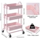 thumbnail image 4 of Carrito de Almacenamiento de Metal, Carrito de 3 Niveles con Ruedas,Estantes Almacenamiento,Organizador de Utilidad,Organizador con 2 Ruedas Cerradura y Asas, Ahorrar Espacio (Rosa), 4 of 9