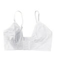 thumbnail image 5 of Wang6 Womens Front Hook Closure Bras Plus Size No Wire Seamless Everyday Bras Large Bust Demi Underwear Adjustable Strap Deep V Neck T Shirt Bra Bralettes White XL, 5 of 5