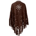thumbnail image 3 of Xfvqtps Women Cape Tassels Hollow Out Classical Personality Fashion Cowboy Style Fall Shawl Coffee, 3 of 4