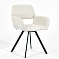 thumbnail image 4 of Homy Casa Ensemble de 2 Chaises de Réception avec Rembourrage Pivotant, Dossier Moderne Ajouré, Pattes en Métal, Tissu Beige, 4 of 5