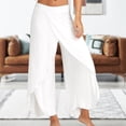 thumbnail image 2 of Pantalones de algodón con dobladillo de tulipán para mujer pantalones extragrandes pantalones casuales básicos atuendo diario con abertura lateral FLhrweasw Nuevo, 2 of 7