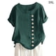 thumbnail image 2 of Sonducket Blusa Lino Suelta Camisa Manga Corta Cuello Mujer Top Verano Prendas para la parte del cuerpo Verde 3XL, 2 of 4