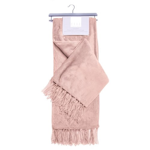 Elle Decor Chenille Fringe Sofa Throw - Peluche douce en flanelle chaude - Pour canapé et canapé