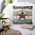 thumbnail image 3 of Brown Texas Star Teal 14x14 Pillow Covers Set of 2, Vintage Country Star Turquoise Wooden Throw Pillow Covers Decorative Couch Cushion Case, Microfiber Square Pillowcases for Bedroom Car Living Room, 3 of 7
