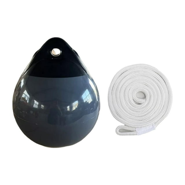 DYNWAVECA Boat Buoy Ball Anchor Buoy with Eyelet Anti Scratch Easy to Use Boats Fender Ball Wth 1.5M Rope for Docking Anchoring Marking White Rope