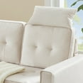 thumbnail image 4 of 2-Piece 75" Sectional Sofa Couch with Ottoman and 2-Headrest, 3 Seat L Shaped Sofa with Removable Cushions Velvet Fabric Small Couch Mid Century for Living Room, Apartment and Office, Beige, 4 of 5