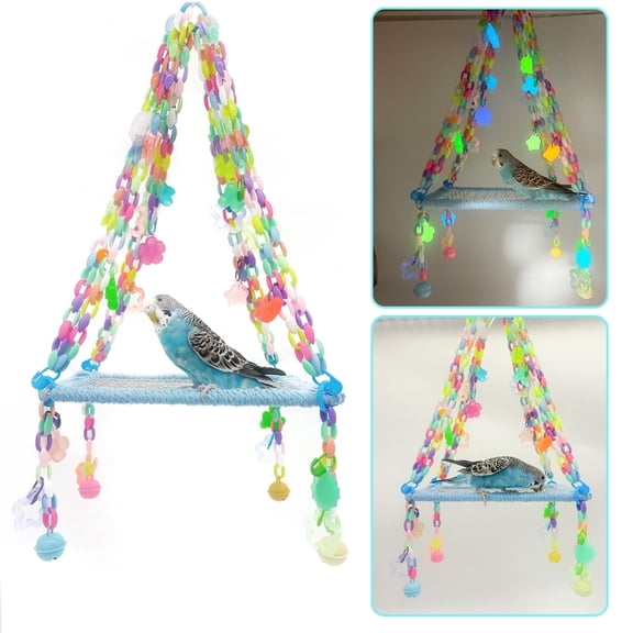 Parrot Colorful Acrylic Toys DIY Stainless Steel Bird Swing Parrot Luminous Toys