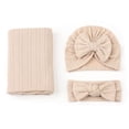 thumbnail image 2 of 3 Pack Baby Newborn Hats Set Knot Beanie Hats Soft for Infant Baby Girls Boys Caps 0-6 Months Khaki 0-1 Years, 2 of 3