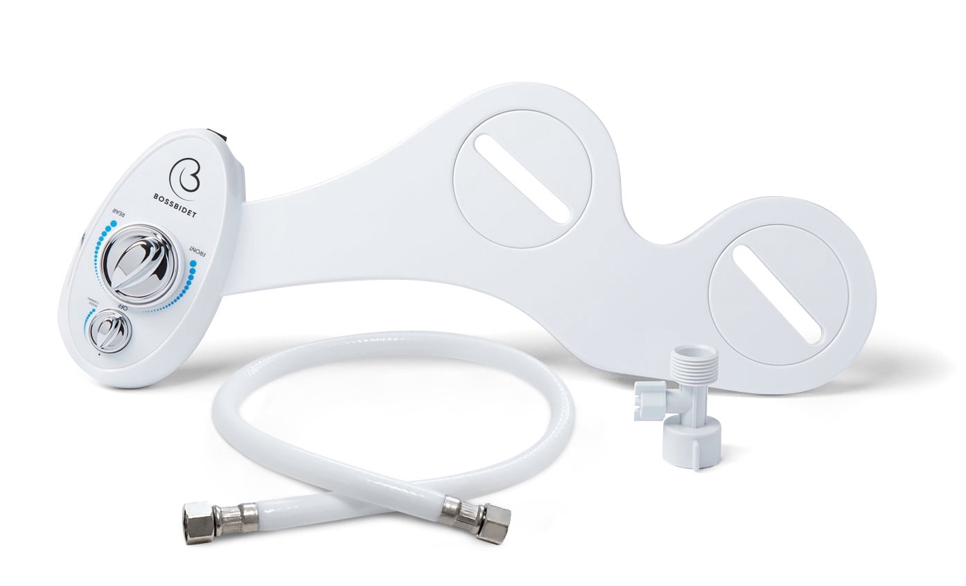 Boss Bidet Luxury Dual Nozzle Self Cleaning Non Electric Cleans Rear Toilet Attachment, White