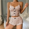 thumbnail image 2 of UDAUDU Women Pajamas Set 2 Piece Cute Heart Print Cami Top and Shorts Lounge Sets Nightwear Outfits M, 2 of 8