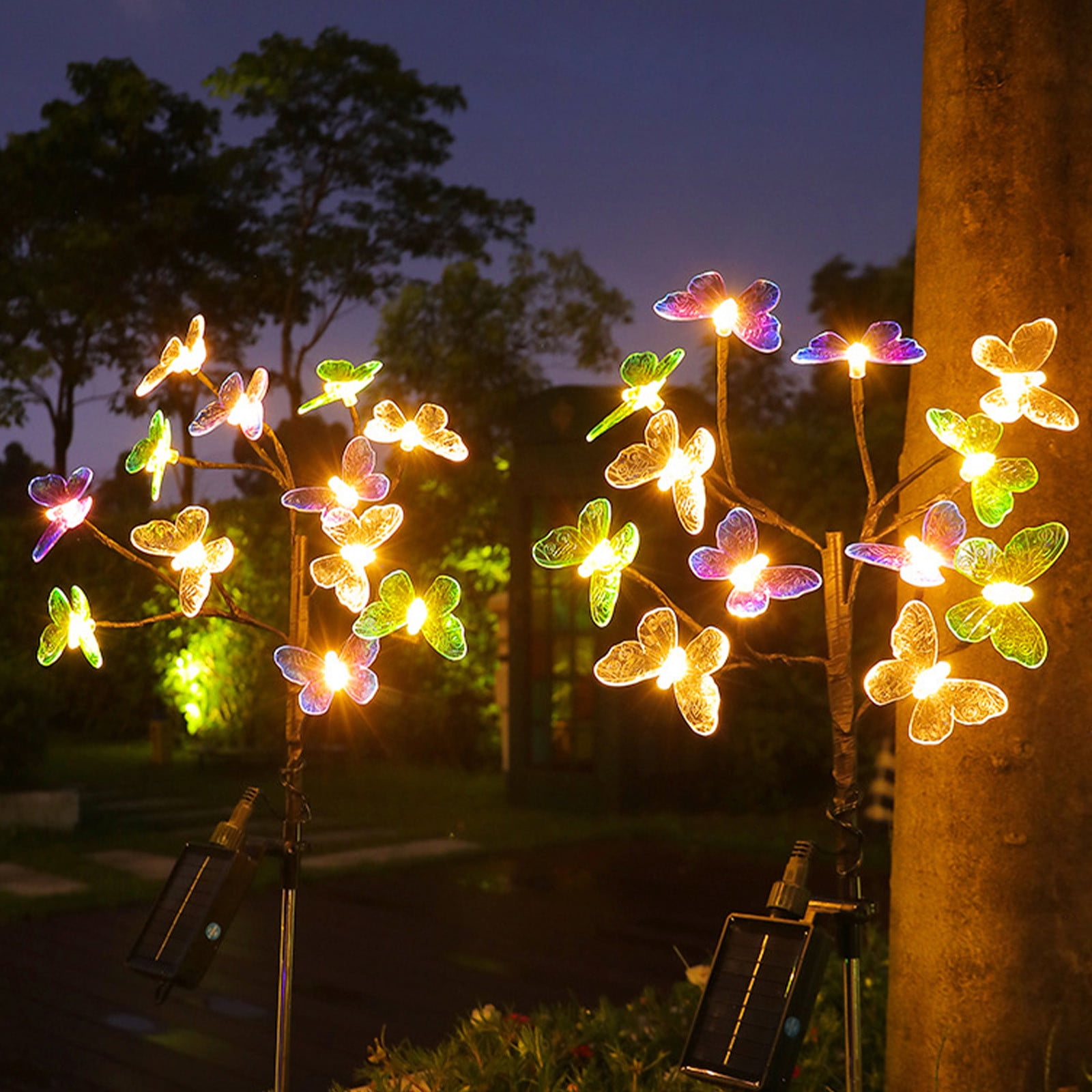 Solar Garden Lights - Solar Butterfly Lights Outdoor Decorations Multi-Color Changing LED Waterproof Stake Lights For Garden Yard Pathway Patio & Lawn Gifts for Mother's Day Mom Women
