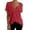 Red, variant on Women's Deep V-Neck Short Sleeve T Shirt Casual Loose Fit Slub Knit Tops,XXL