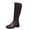 Coffee, variant on Black Womens Faux Pu Middle Heel Zipper Booties Comfortable Casual Round Toe Breathable Winter