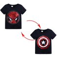 thumbnail image 1 of Kids Boys Spiderman Short Sleeve T-shirt Sequins Turn Over Pattern Changing Tops Tee, 1 of 3