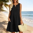 thumbnail image 6 of Pumxq Boho Dresses for Women Casual Sleeveless Cotton Midi Linen Dress Summer Flowy Beach Vacation Sundresses Black L, 6 of 8