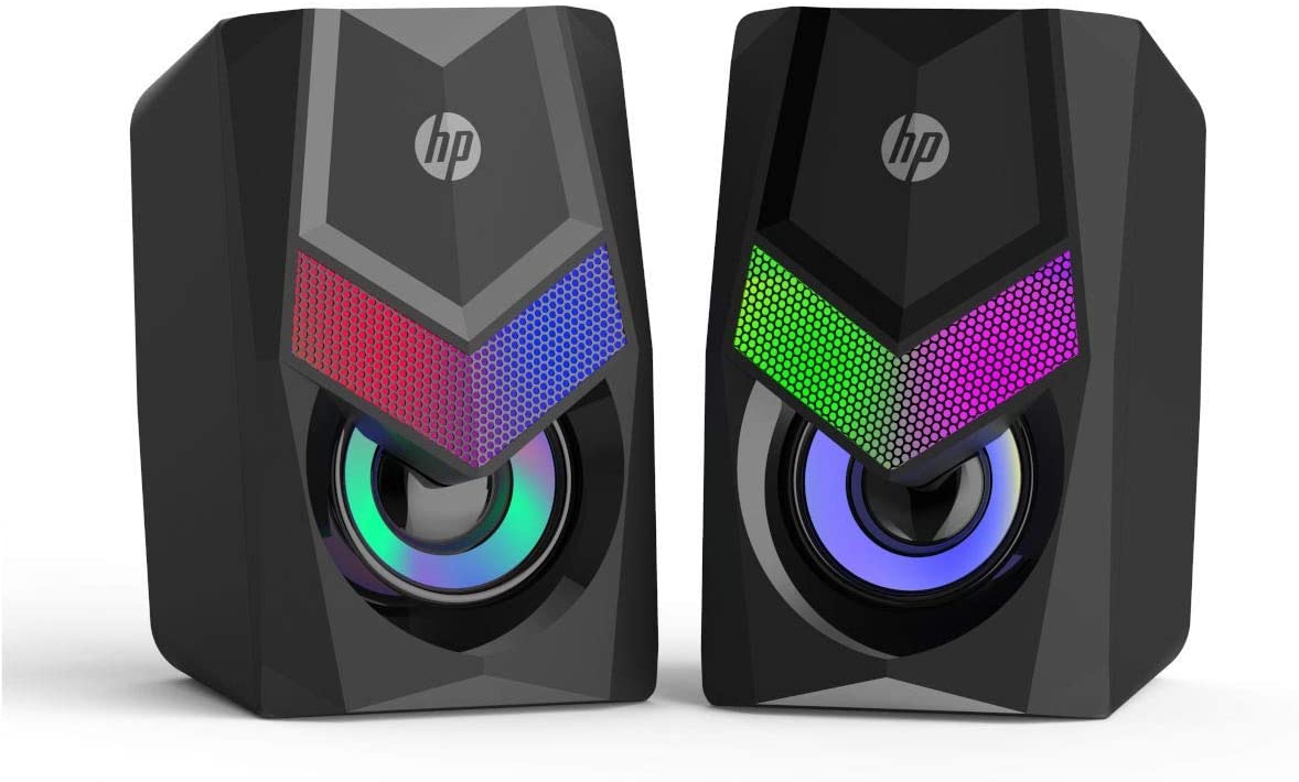 HP 2.0 Stereo Computer Speakers with Backlight, 3.5 mm Jack, Black