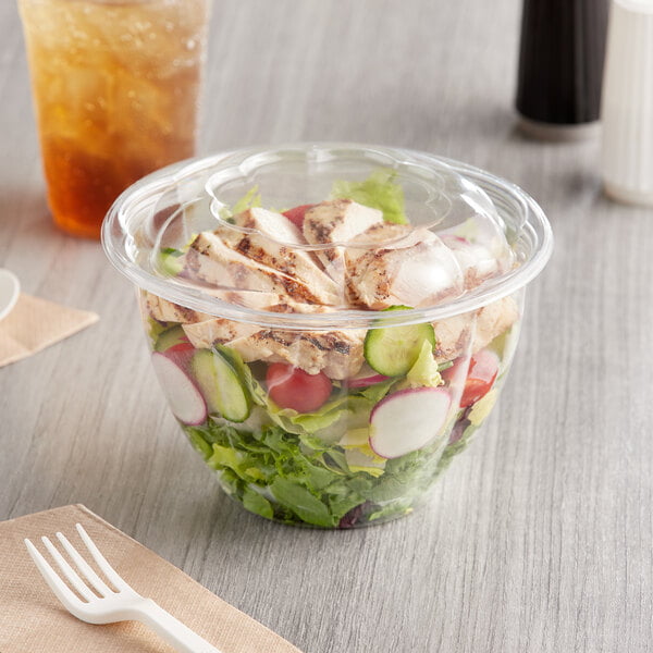 48oz Clear Disposable Salad Bowls with Lids (600 Pack) - Clear Plastic Disposable Salad Containers for Lunch To-Go, Salads, Fruits, Airtight, Leak