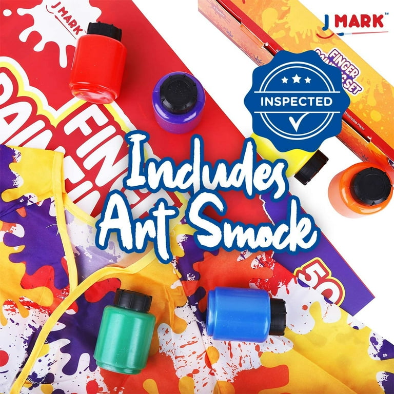 J MARK Washable Finger Paint Set for Kids – 8-Piece Set with 50