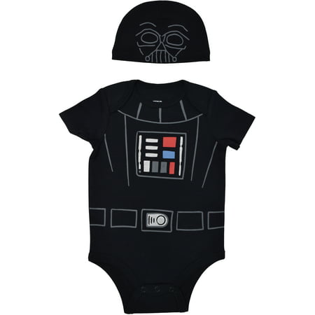 Star Wars Darth Vader Baby Boys Short Sleeve Costume Bodysuit Cap Set 6-9 Months
